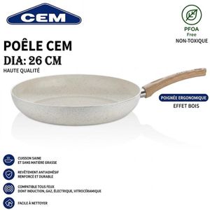 Cem Poêle à frire de 26 cm principalement en céramique 