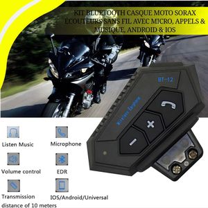 Kit Bluetooth Casque Moto  – Écouteurs Sans Fil avec Micro, Appels & Musique, Android & iOS