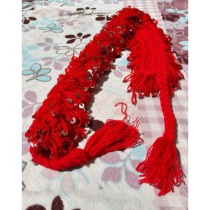 Ceinture Traditionnelle en Laine et Sequins (Mouzoun) - Fait Main (Khenifra) - Rouge