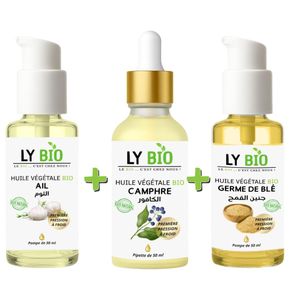 LY BIO PACK HUILE AIL 50ML - POMPE + HUILE CAMPHREE 50ML - PIPETTE + HUILE GERME DE BLE 50ML - POMPE