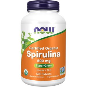Now Foods Spiruline certifiée biologique 500 comprimés (500 mg pièce)