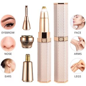 Tondeuse à sourcils, 4 en 1 appareil de coupe des sourcils étanche léger électrique sourcil en pente épilation du visage nez coupe-lèvres