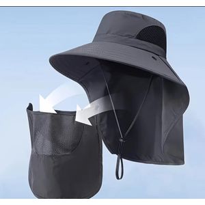 قبعة شمس مضادة للأشعة فوق البنفسجية بزاوية 360° مع حجاب حماية - للجنسين، مثالية للمشي، الصيد، البستنة