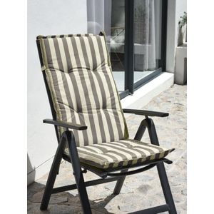 Coussin de chaise inclinable jardin, extérieur –  Rayé beige & kaki, confort & maintien
