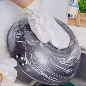 Lot de 2 Gants de Vaisselle en Fil Métallique – Éponge & Grattoir 2 en 1