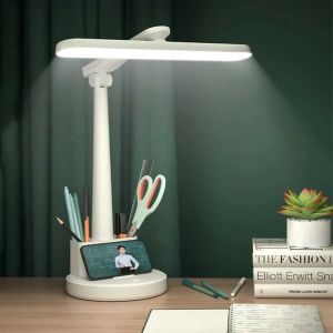 1 Lampe De Bureau LED, Lampe De Lecture, Lampe Rechargeable, Lampe Esthétique, Lampe De Table, Lampes De Bureau, Lampe D'étude, Protection des yeux, Blanche.