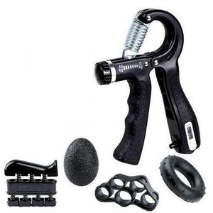 Kit 5Pcs d’Exercice de Main – Hand Grip Adjustable 10-60kg, Résistance Réglable, Grip Ball & Anneaux – Appareil de Rééducation, Anti-Stress & Renforcement Poignet, Doigts, Avant-Bras – Set Fitness Portable avec Sac