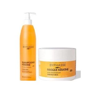 Byphasse PACK X2 Shampooing 520ml & Masque Kératine Liquide 250ml.