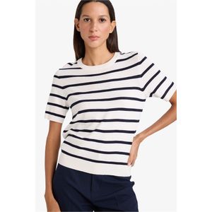 Defacto بلوفر مخطط قصة عادية بياقة مستديرة