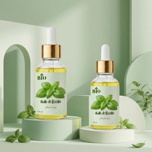 Bio Ensemble Huile de basilic 50 ml et Huile de basilic 30 ml usage peau cheveux