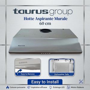 Taurus Hotte extracteur Inox, 2 filtre en aluminium, lavable, one motor