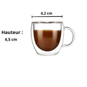 Generic Lot de 2 Tasse à Café - Verres à Espresso à Double Paroi Résistant  avec Poignée - Prix pas cher