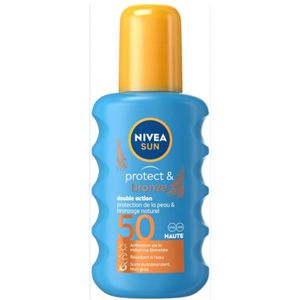 NIVEA Sun Crème Solaire 200ml - Spray Solaire Protect & Bronze SPF 50 Origine France