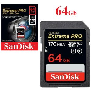 Sandisk Extreme PRO, mémoire flash de 128 Go SDXC Classe 10 UHS-II