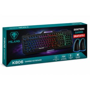 MILANG Clavier Gamer RGB AZERTY - 104 Touches Anti-Ghosting + Doigtiers Gaming Gratuits