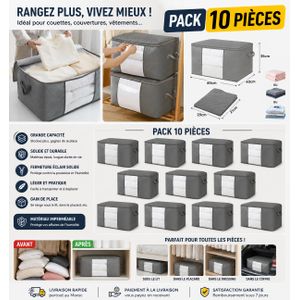 Pack de 10 sacs de rangement grande capacité pour organiser vos couettes et vêtements facilement,solution idéale pour gagner de l’espace et garder vos affaires propres et bien rangées