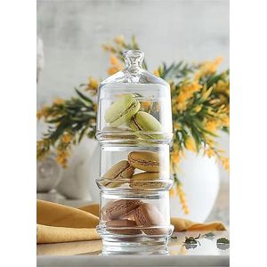 Lav Bonbonnière / Pâtisserie en Verre à 3 Étages avec Couvercle – Présentoir Élégant