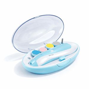 Tondeuse électrique pour ongles de bébé avec 6 têtes interchangeables, 2 modes de fonctionnement, lumière LED, design ergonomique et sain pour prendre soin des ongles et des mains, fonctionne avec 2 piles AA, boîte de rangement compacte