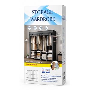 Armoire de Rangement Pliable en Tissu avec Structure Métallique – 170 x 45 x 165 cm 