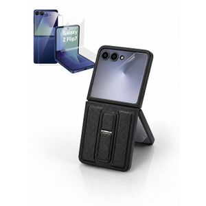 Pochette coque étui  premium en semi-cuir pour Samsung Galaxy Z Flip 7 plus film hydrogel 2 face