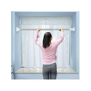 Genebre Tringle à Rideau Télescopique Extensible Sans Perçage – Support Réglable en Acier Inoxydable, Tringle à Pression pour Fenêtre, Douche, Placard et Séparation d’Espace. 110cm-200cm