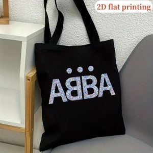 Sac fourre-tout noir format A3 avec motif décontracté, durable, solide, bretelles fixes, ouverture supérieure pour université, voyage, plage, shopping, lavable à la main, sac de tous les jours