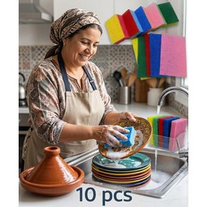 Lot de 10 Éponges de Cuisine Multicolores – Nettoyage Efficace Haute Qualité