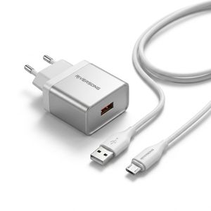 Riversong Chargeur mural rapide – 18W avec câble Micro USB - Couleur aleatoire