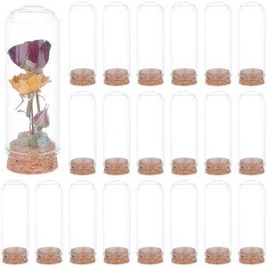 20 bocaux en verre bombés, 8 x 3 cm, avec fond en liège, pour conserver fleurs, échantillons et décorations artisanales. Parfaits pour les occasions spéciales.