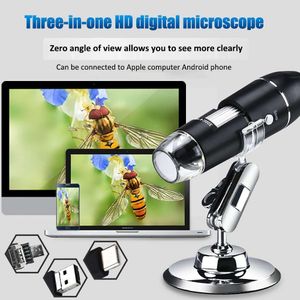 Microscope numérique USB à grossissement 1600X OTG 8 LED