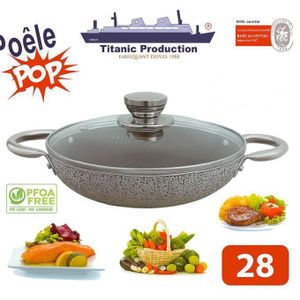Poêle Antiadhésive en Aluminium 28 cm – Revêtement Haute Résistance, Sans PFOA, Couvercle en Verre Trempé