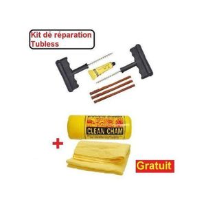 Kit Réparation de Pneus TUBELESS - Crevaison de pneu Auto-Moto + Peau de Chamois
