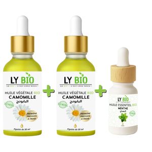 LY BIO PACK 2 X HUILE CAMOMILLE 50ML - PIPETTE + HUILE ESSENTIEL MENTHE 10ML