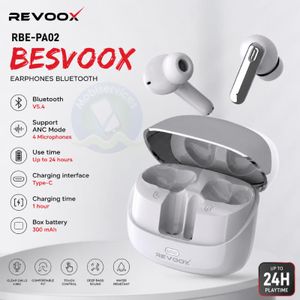 Revoox Écouteurs Bluetooth BESVOOX RBE-PA02 – ANC, 4 Micros, Bluetooth 5.4, Autonomie 24H
