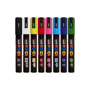 Posca Lot Economique 8 Marqueurs PC-5M conique moyen:couleurs populaires pointe 2,5 mm