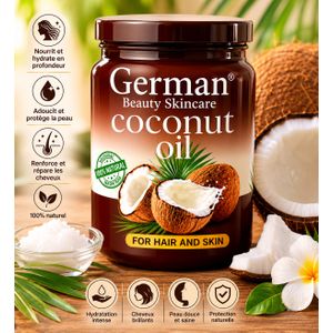 German Huile de Coco Naturelle Beauty Skincare – Soin Nourrissant pour Cheveux et Peau
