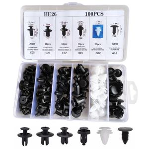 Kit de fixations universelles pour voiture, 6 tailles, 100 pièces, Clips automatiques, corps mixte, goupille de retenue, Rivet, pare-choc, garniture de porte, panneau de retenue