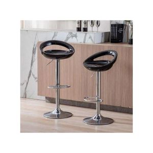Tabourets de Bar ABS, Chaises de Bar Rotatives avec Support de Taille, Chaise Haute Bar Réglable en Hauteur, Moderne Classique (Noir)