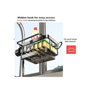 Organisateur de Robinet en Aluminium – Support de Rangement Évier avec Porte-Torchon et Bac de Drainage