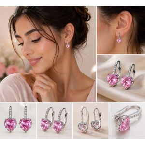 Boucles d’Oreilles Cœur Rose Élégance