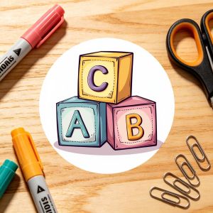 24pcs/48pcs Stickers de Bureau Style Dessin Animé Multicolore Blocs d'Alphabet ABC pour Décoration de Bureau d'Étude Scolaire Additions de Papeterie
