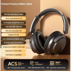 casque Écouteurs Bluetooth  40 h sur l'oreille, appels sans fil de haute qualité, sports de longue durée, écouteurs Bluetooth pour jeux et écoute de musique 25 heures de lecture Bluetooth casque avec micro, casque léger pliable pour PC