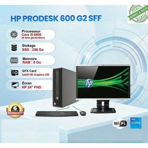 Hp ProDesk 600 G2 SFF Core i5-6500  8Go  256Go SSD  24 FHD -Remis à Neuf