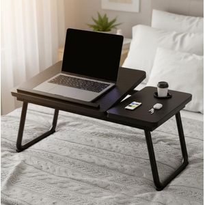 Table Portable Pliable pour Ordinateur Portable – Plateau Latéral Multifonction Support PC pour Lit, Canapé & Bureau
