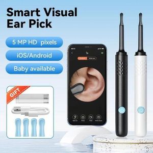 Non retournableCaméra otoscope visuelle WiFi avec 6 LED, mini-outil de retrait de cérumen de 4,0 mm avec caméra de capture vidéo, outil de nettoyage d'oreilles HD 500 W