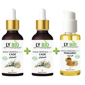 LY BIO PACK 2 X HUILE CADE 50ML - PIPETTE + HUILE FENUGREC 50ML - POMPE