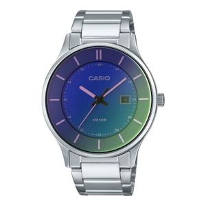 Casio MTP-E605D-2EV - Montre pour hommes avec verre polarisé bleu - Affichage dateur - Tout en acier inoxydable - 