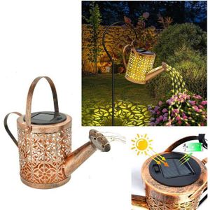 Arrosoir Décoratif Solaire LED – Lampe Jardin Extérieur Étanche, Effet Cascade Lumineuse, Cuivre Vintage