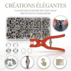 Jinsion 300 Pièces Boutons Pression 10mm – Pressions Métal pour Couture avec Pince et Boîte de Rangement, Argent, pour Vêtements d’Enfants