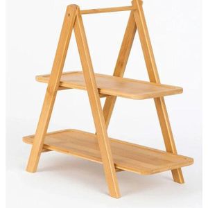 Service apéritif à 2 étages en bambou – présentoir élégant et pratique pour servir snacks, fruits secs et amuse-bouches